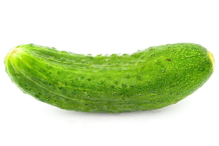 green cucumber with white background, cucumber, appetizer, white background, HD wallpaper