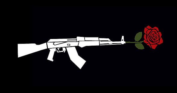 Ahoy กุหลาบ AK-47 พื้นหลังเรียบง่าย, วอลล์เปเปอร์ HD HD wallpaper