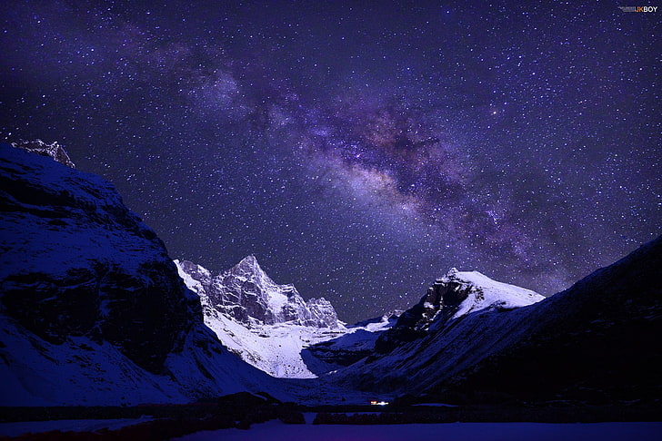 Горы, Гималаи, Гора Эверест, Непал, Ночь, HD обои