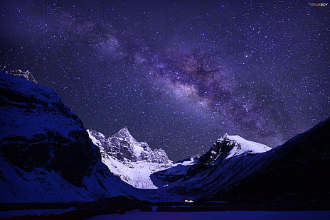Montanhas, Himalaia, Monte Everest, Nepal, Noite, HD papel de parede HD wallpaper