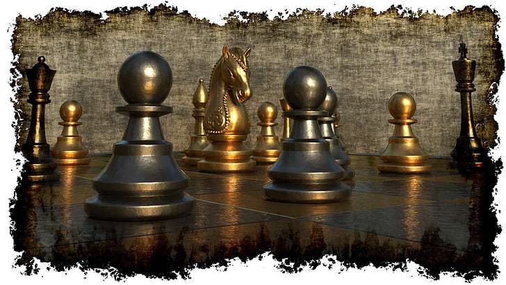 chess, board games, digital art, pawns, HD wallpaper