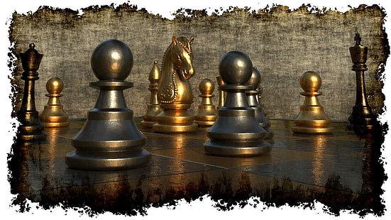 chess, board games, digital art, pawns, HD wallpaper HD wallpaper