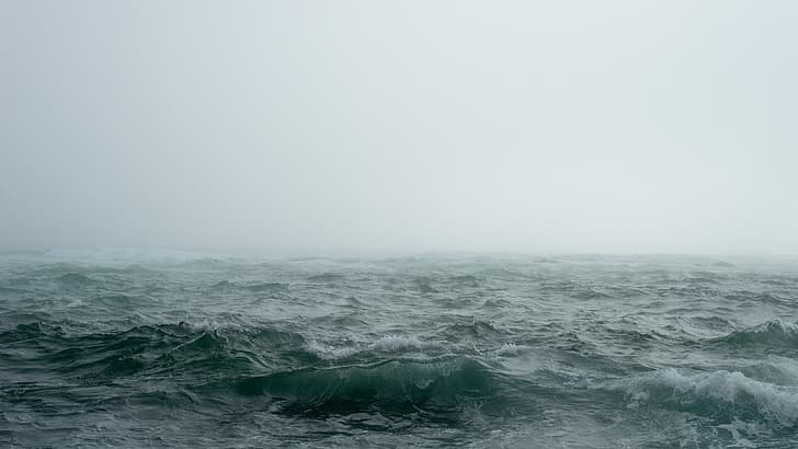 sea, waves, mist, John Towner, HD wallpaper