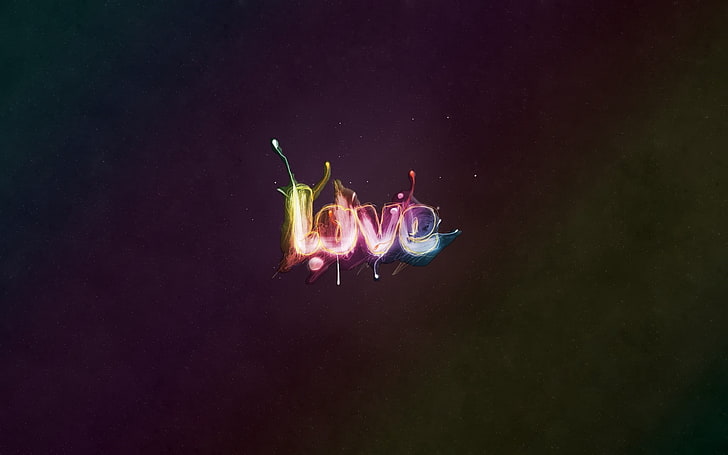 разноцветные любовные текстовые обои, надпись, любовь, буквы, поверхность, краска, HD обои