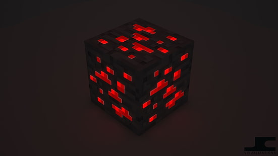 черен и червен тапет за кутия на Minecraft, Minecraft, куб, HD тапет HD wallpaper