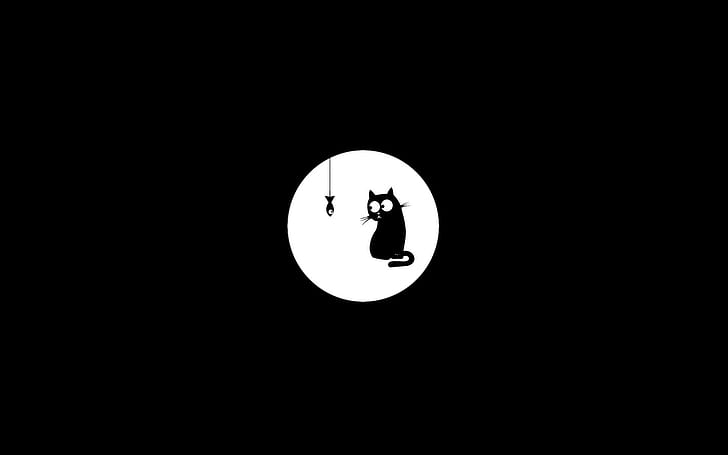 background, black, cats, drawn, minimalistic, monochrome, HD wallpaper