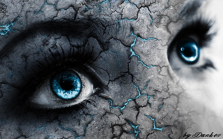 Fantasiekunst, blaue Augen, Augen, Frauen, digitale Kunst, HD-Hintergrundbild