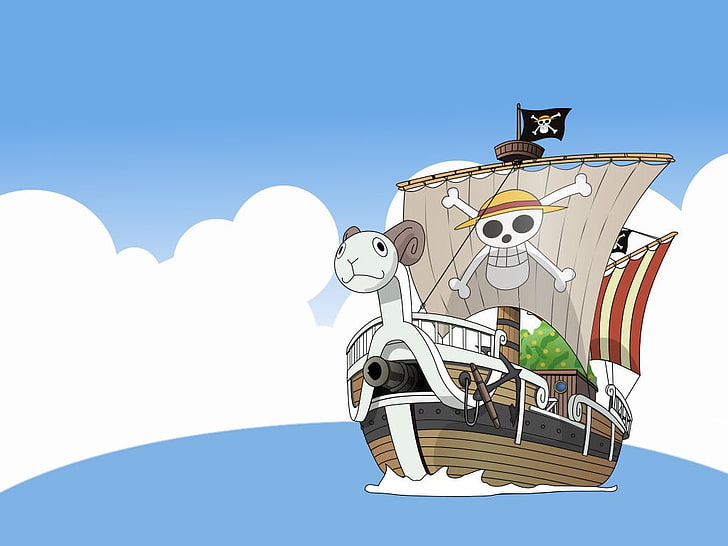 cheval en bois blanc et marron, One Piece, anime, Fond d'écran HD