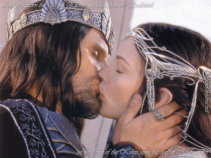 kiss Lord of the Rings Aragorn and Arwen Entertainment Movies HD Art , kiss, Lord of the Rings, Return of the King, HD wallpaper