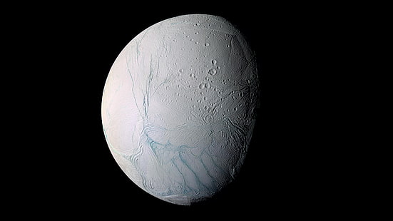 gray moon wallpaper, planet, Enceladus, Solar System, Saturn's moon, HD wallpaper HD wallpaper
