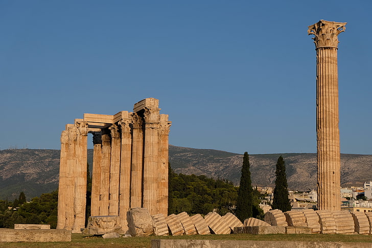 Зевс, храм, Гърция, митология, архитектура, HD тапет