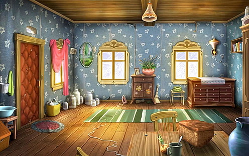 living room wallpaper, Artistic, Cartoon, HD wallpaper HD wallpaper