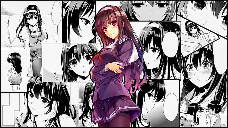 anime, anime girls, Saenai Heroine no Sodatekata, uniforme scolastica, Kasumigaoka Utaha, manga, Sfondo HD