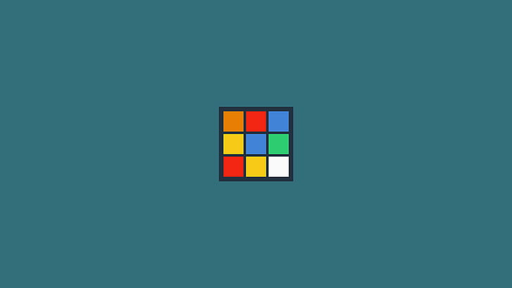 minimalismo, cubo di Rubik, cubo, sfondo blu, Sfondo HD