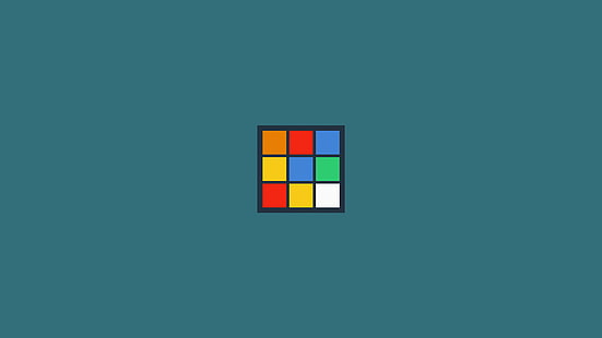 minimalism, Rubiks kub, kub, blå bakgrund, HD tapet HD wallpaper