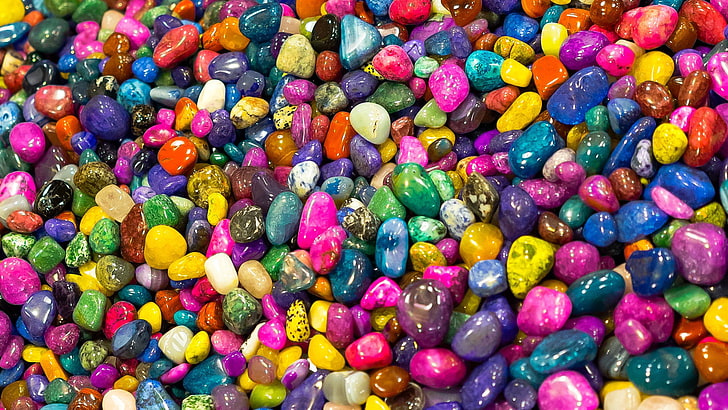 куча разноцветных камешков, камней, фактура, узор, поверхность, HD обои