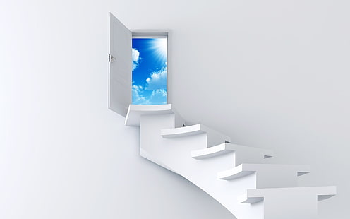 天国への階段、空、写真、写真、ドア、 HDデスクトップの壁紙 HD wallpaper