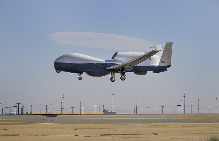 MQ-4C, landing, MQ-4C Triton, USA Army, Surveillance UAV, drone, HD wallpaper