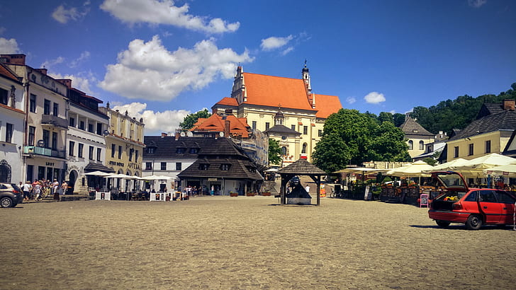 Polonia, ciudad, mercados, Kazimierz Dolny, polaco, plaza de la ciudad, Fondo de pantalla HD