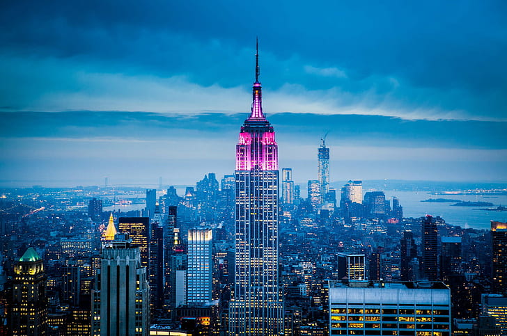 مبنى إمباير ستيت ، مدينة نيويورك ، مبنى تايبي 101 ، ناطحات سحاب ، نيويورك ، الولايات المتحدة الأمريكية ، أمريكا ، مبنى إمباير ستيت ، مدينة ، مدينة نيويورك، خلفية HD