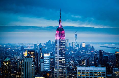 Empire State Binası, New York City, taipie 101 binası, Gökdelenler, New York, ABD, Amerika, Empire State Binası, şehir, New York City, HD masaüstü duvar kağıdı HD wallpaper