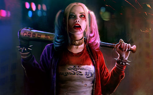 Margot Robbie Harley Quinn ทีมฆ่าตัวตายการ์ตูนดีซี, วอลล์เปเปอร์ HD HD wallpaper