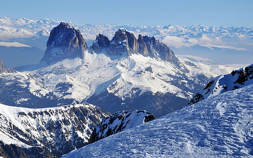 雪に覆われた山、自然、風景、雪、山、 HDデスクトップの壁紙 HD wallpaper
