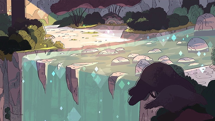 ilustracja wodospadów, grafika, wodospad, Steven Universe, Tapety HD