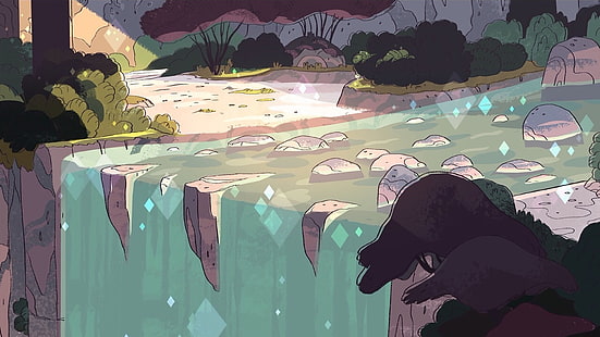 Ilustración de cascadas, ilustraciones, cascada, Steven Universe, Fondo de pantalla HD HD wallpaper