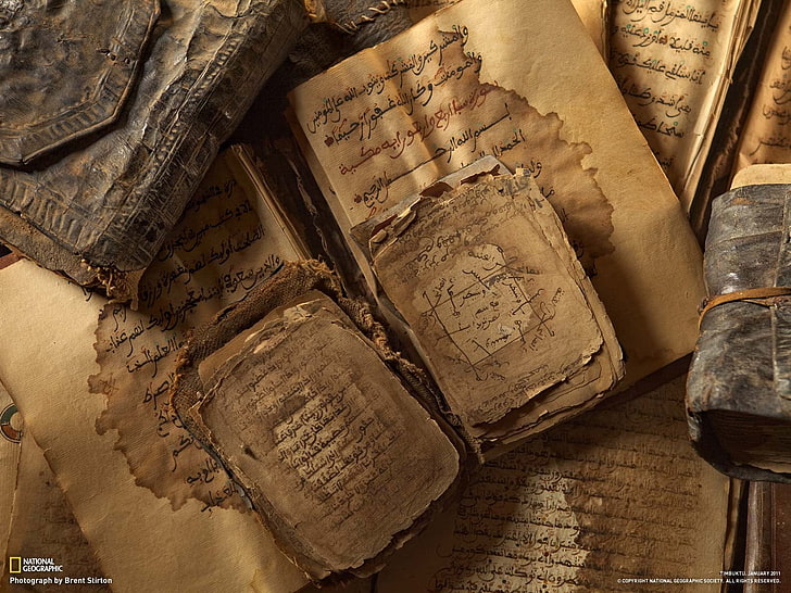 отворена екранна снимка на книги, National Geographic, книги, древни, хартия, ислям, арабски, HD тапет