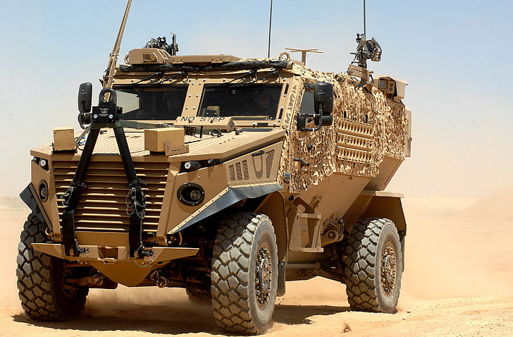 brown armored truck, metal, soldiers, armor, desert, camera, sand, Iraq, men, iron, steel, armored, pearls, powerful, sugoi, subarashii, United States Marine Corps, suna, tires, military vehicle, armored vehicle, sabaku, mrap, war in Iraq, Cougar Vehicle, Cougar HE, Cougar MRAP, US military, international MaxxPro MRAP, camouflage mesh, Mobile Infantry, HD wallpaper