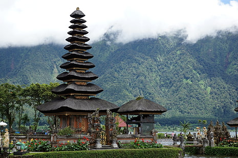 Храмы, Пура Улун Дану Братан, Бали, Индонезия, Храм, HD обои HD wallpaper
