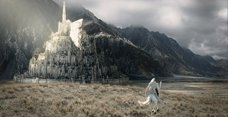 gandalf, Gondor, Minas Tirith, The Lord Of The Rings, The Lord Of The Rings: The Return Of The King, wizard, HD wallpaper