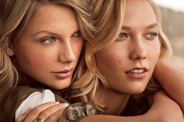 Taylor Swift, Karlie Kloss, bionda, occhi blu, occhi verdi, modella, donne, due donne, Sfondo HD