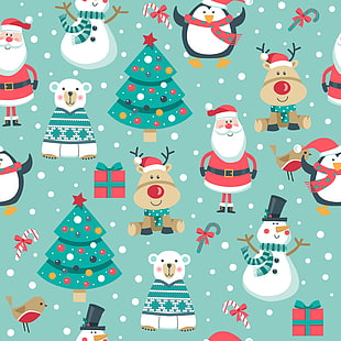 украшения, фон, узор, Новый год, Рождество, снеговик, Рождество, веселый, бесшовный, HD обои HD wallpaper