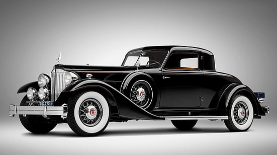 vintage, bil, svartvita, svarta bilar, Packard, HD tapet HD wallpaper