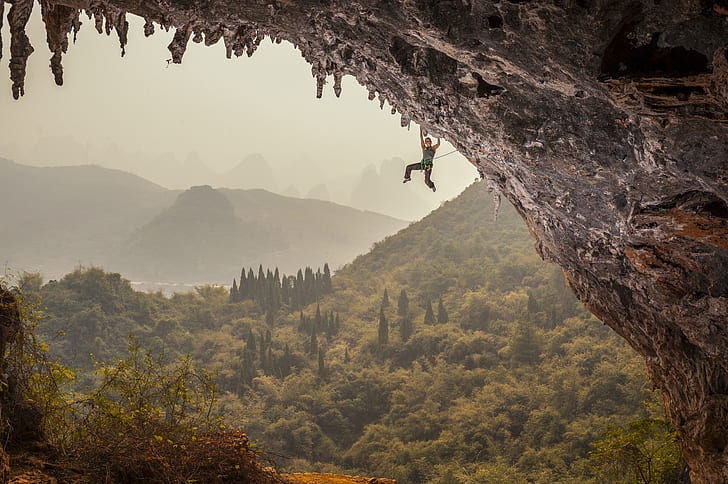 アジア 中国 森林 丘 風景 ムーンヒル 山 自然 ロッククライミング ロープ 木 女性 Hdデスクトップの壁紙 Wallpaperbetter