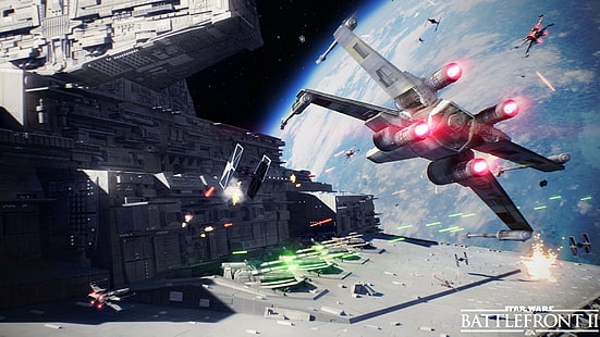 Sternenzerstörer, X-Wing, Star Wars Battlefront II, Star Wars: Battlefront, Star Wars, Videospiele, TIE Fighter, HD-Hintergrundbild HD wallpaper