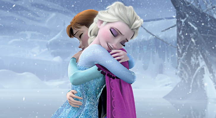 Frozen 2013, Мультфильмы, Другие, Анна, Сестры, Эльза, замороженные, обнимаются, HD обои