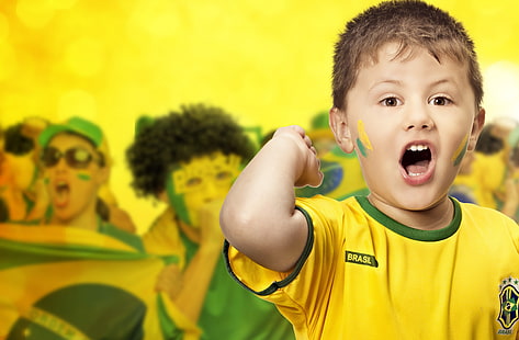 少年、サッカー、ブラジル、FIFA、ファン、 HDデスクトップの壁紙 HD wallpaper
