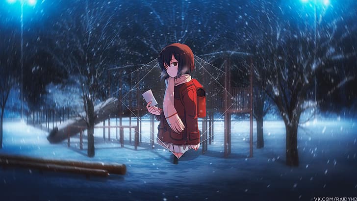 anime, anime girls, image dans l'image, neige, Hinazuki Kayo, Boku dake ga Inai Machi, Fond d'écran HD