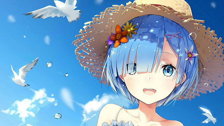 blauhaarige Mädchen Anime Charakter, Rem (Re: Zero), Re: Zero Kara Hajimeru Isekai Seikatsu, HD-Hintergrundbild