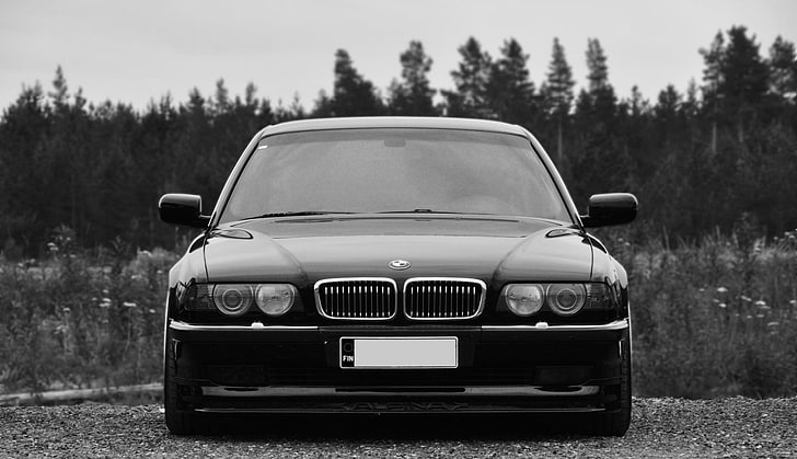 czarny samochód BMW, BMW, Boomer, tuning, postawa, E38, Tapety HD