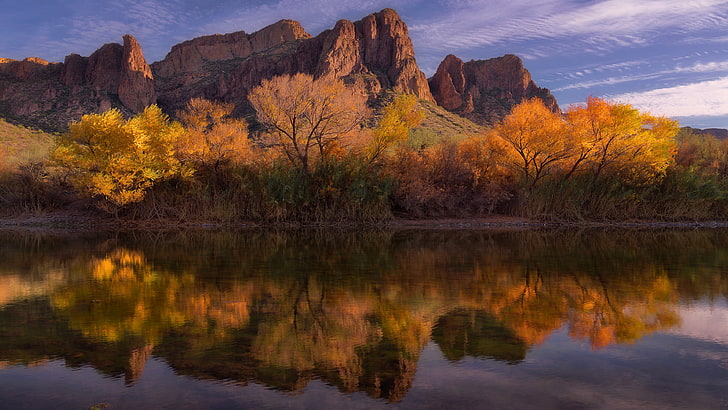 USA, Arizona, Natur, Felsen, Landschaft, Fall, Berge, Reflexion, HD-Hintergrundbild