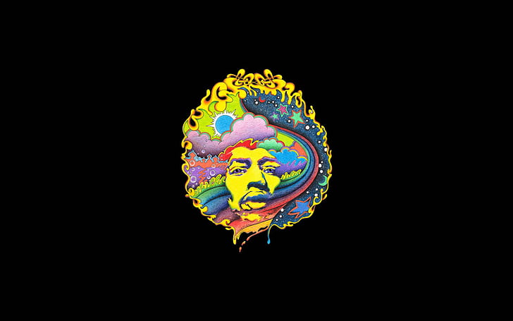 Psychedelic Abstract Jimi Hendrix Black HD, นามธรรม, ดิจิตอล / อาร์ตเวิร์ค, ดำ, ประสาทหลอน, เฮนดริกซ์, จิมิ, วอลล์เปเปอร์ HD