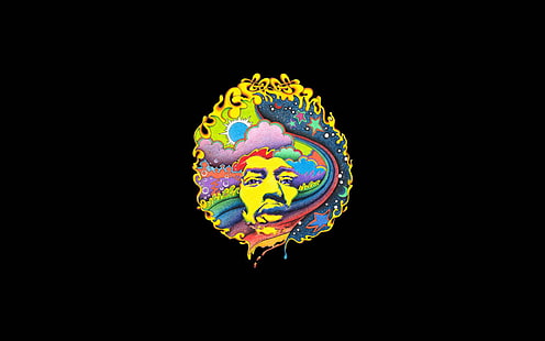 Psychedelic Özet Jimi Hendrix Black HD, soyut, dijital / sanat, siyah, psychedelic, hendrix, jimi, HD masaüstü duvar kağıdı HD wallpaper