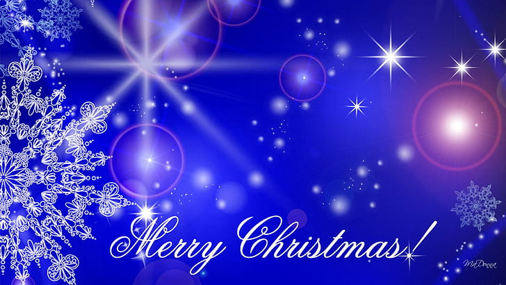 Azul Navidad que brilla intensamente, feliz Navidad, estrellas, copos de nieve, navidad, brillo, azul, feliz navidad, llamarada, brillo, naturaleza y paisajes, Fondo de pantalla HD