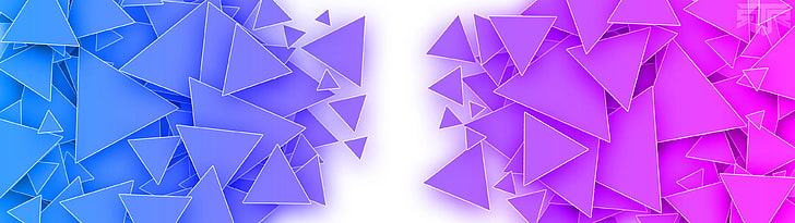 ศิลปะดิจิตอลจอภาพคู่สามเหลี่ยมสีสันนามธรรมการแสดงผลหลายจอ, วอลล์เปเปอร์ HD