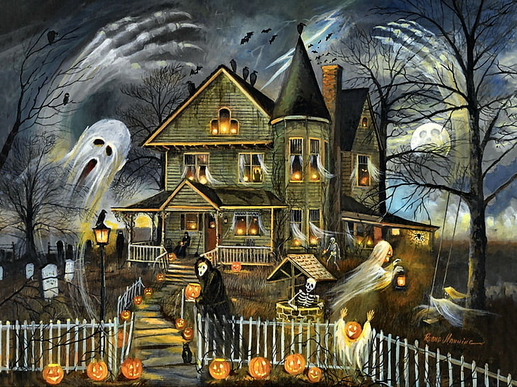 Holiday, Halloween, Ghost, Haunted House, HD wallpaper