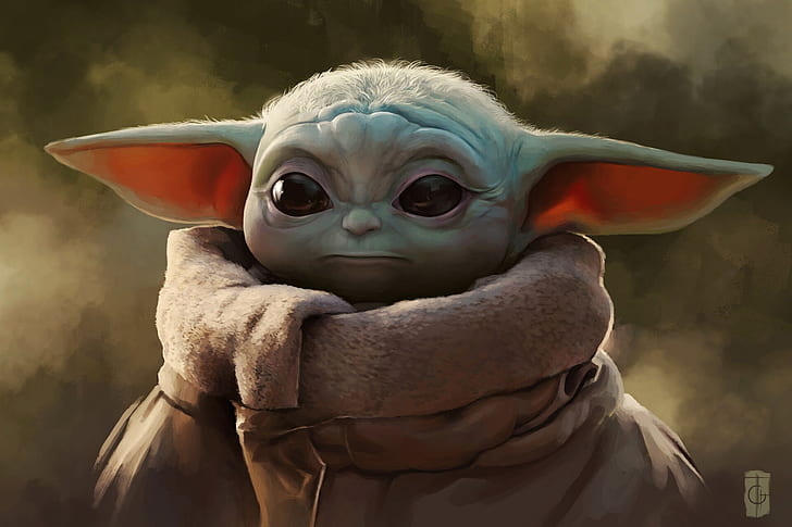 Star Wars, karya seni, The Mandalorian, Baby Yoda, Wallpaper HD